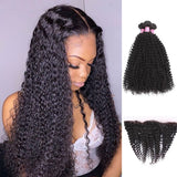 Angie Queen 3 Bundles with Frontal Brazilian Curly Virgin Human Hair Weave Bundles