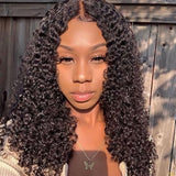 Angie Queen 4 Bundles with Closure Peruvian Curly Virgin Human Hair Weave Bundles