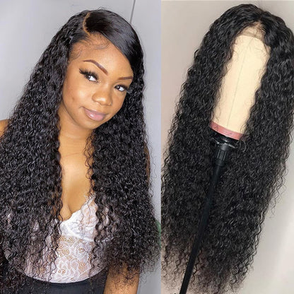 Angie Queen 13x4 T Part Lace Front Wigs Brazilian Jerry Curly Human Hair Wigs 180% Density Pre-plucked