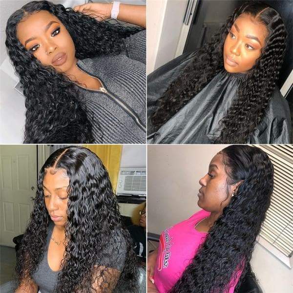 Angie Queen 13x4 Lace Front Wigs Brazilian Deep Wave Human Hair Wigs 180% Density Pre-plucked