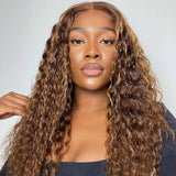 AngieQueen Glueless Breathable Wigs 5x5 Lace Wig  Deep Wave 4/27 Color Human Hair Air Wigs