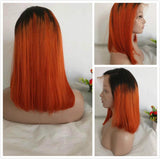 Angie Queen T1b/Orange Straight Middle Part Frontal Lace Bob Wig