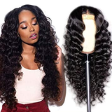 Angie Queen 4*4 Lace Closure Wigs Peruvian Loose Deep Wave Human Hair Wigs 180% Density Pre-plucked