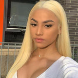 Angie Queen 13x4 Lace Front Wigs 613 Blonde Peruvian Straight Human Hair Wigs