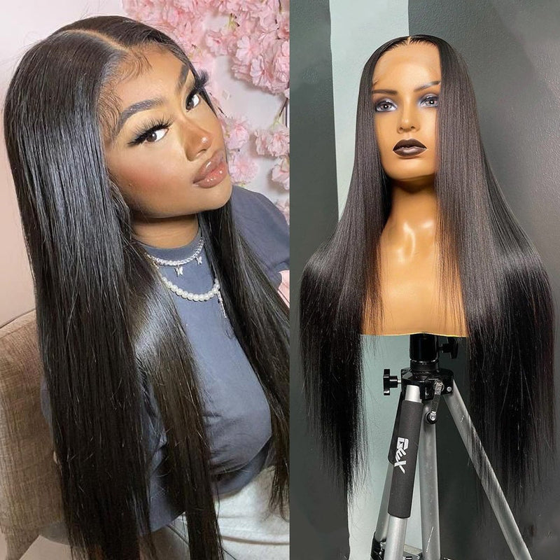 Angiequeen 13X1 T Part HD Lace Wig  Silky Straight Pre Plucked Virgin Hair 14-36 inches Long Transparent Wig