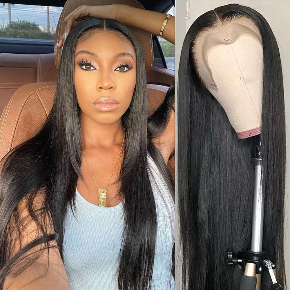 Angie Queen 13x4 Lace Front Wigs Brazilian Straight Human Hair Wigs 180% Density Pre-plucked