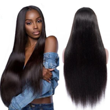 Angie Queen 4*4 Lace Closure Wigs Peruvian Straight Human Hair Wigs 180% Density Pre-plucked