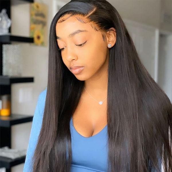 Angie Queen 4 Bundles with Closure Peruvian Silky Straight Virgin Human Hair Weave Bundles