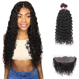 Angie Queen 3 Bundles with Frontal Peruvian Water Wave Virgin Human Hair Weave Bundles