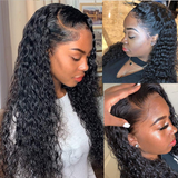 Angie Queen 4*4 Lace Closure Wigs Peruvian Water Wave Human Hair Wigs 180% Density Pre-plucked