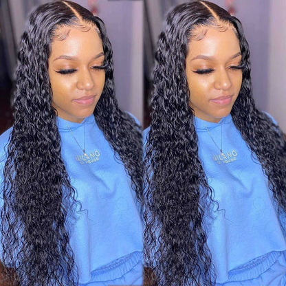 Angie Queen 13x4 Lace Front Wigs Brazilian Water Wave Human Hair Wigs 180% Density Pre-plucked