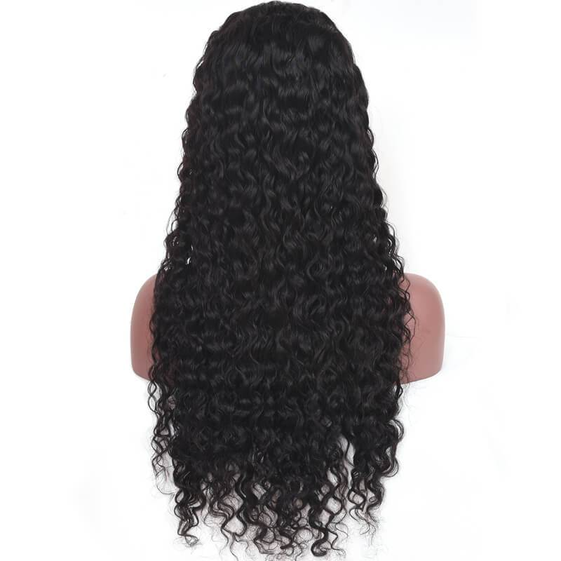 Angie Queen 4*4 Lace Closure Wigs Malaysian Water Wave Human Hair Wigs 180% Density Pre-plucked