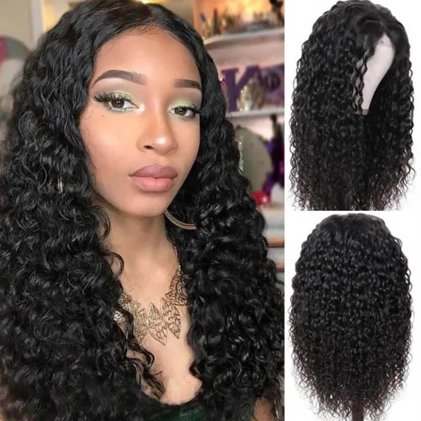 Angie Queen 4*4 Lace Closure Wigs Brazilian Water Wave Human Hair Wigs 180% Density Pre-plucked