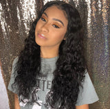Angiequeen 13x1 T Part HD Lace Wig  Water Wave Virgin Hair Long Transparent Pre-plucked Wig