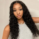 Angiequeen 13x1 T Part HD Lace Wig  Water Wave Virgin Hair Long Transparent Pre-plucked Wig