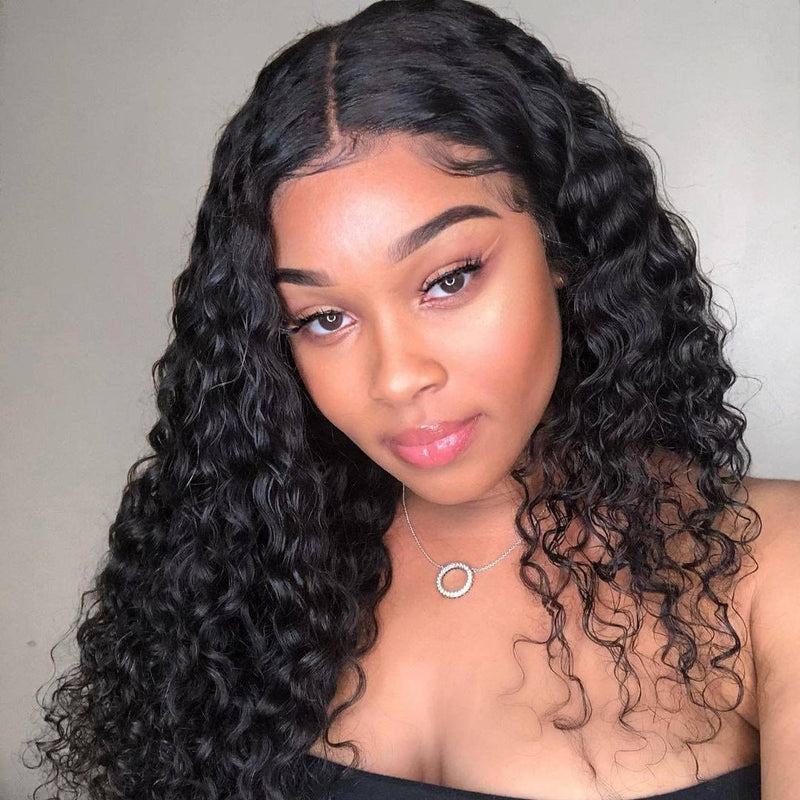 Angie Queen 13x4 Lace Front Wigs Brazilian Water Wave Human Hair Wigs 180% Density Pre-plucked