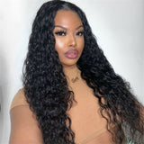 Angie Queen Lace Front Human Hair Wigs 13x4 Lace Wig Water Wave, Pre-plucked, 180% Density
