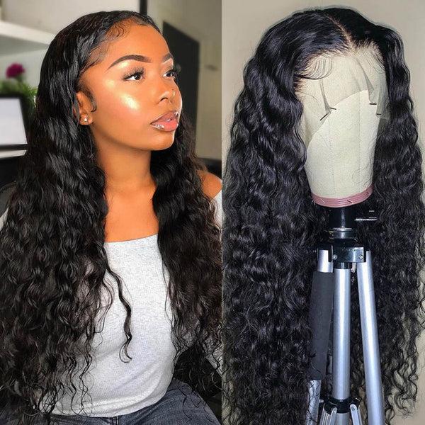 Angie Queen 13x4 Lace Front Wigs Brazilian Water Wave Human Hair Wigs 180% Density Pre-plucked