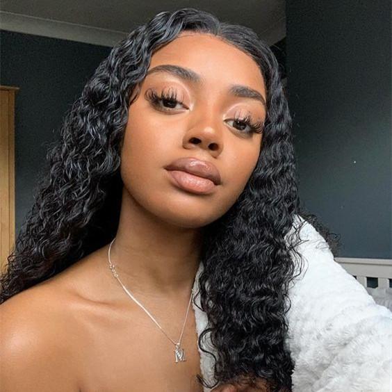 Angie Queen Lace Front Human Hair Wigs 13x4 Lace Wig Water Wave, Pre-plucked, 180% Density